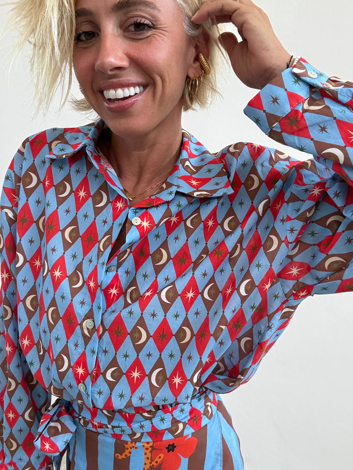 CAMICIA COSTELLAZIONE CELESTE/ROSSO
