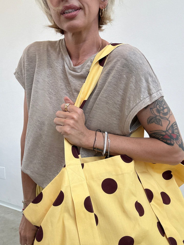 BORSA CANVAS POIS GIALLA CAFFè