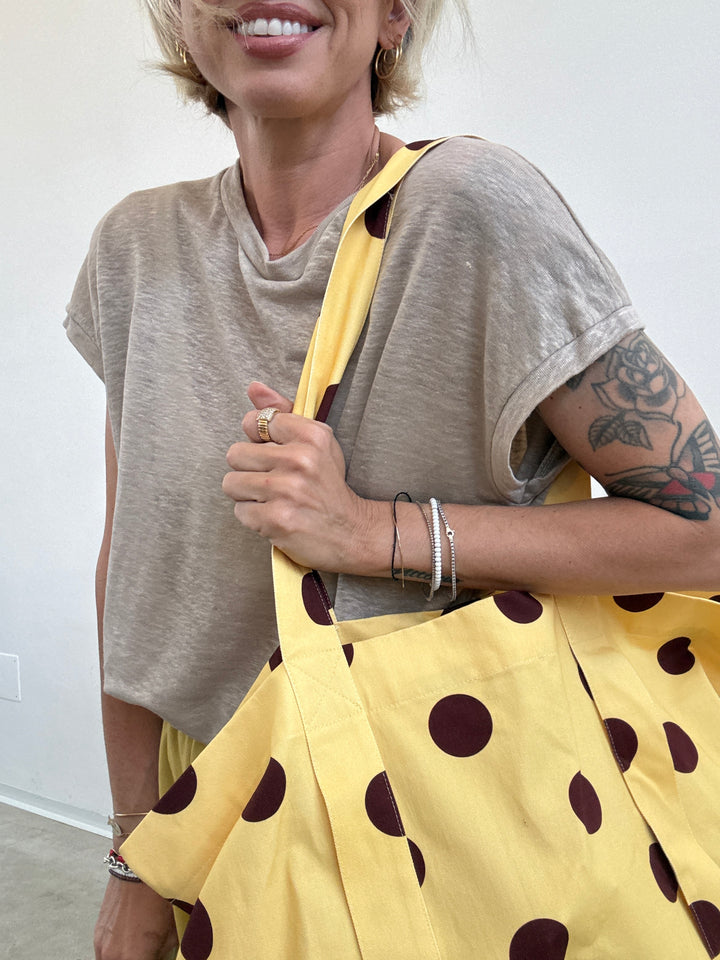 BORSA CANVAS POIS GIALLA CAFFè