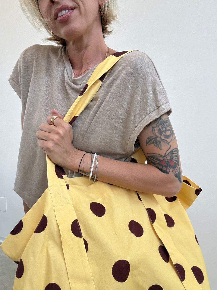 BORSA CANVAS POIS GIALLA CAFFè