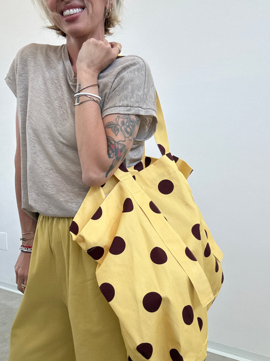 BORSA CANVAS POIS GIALLA CAFFè