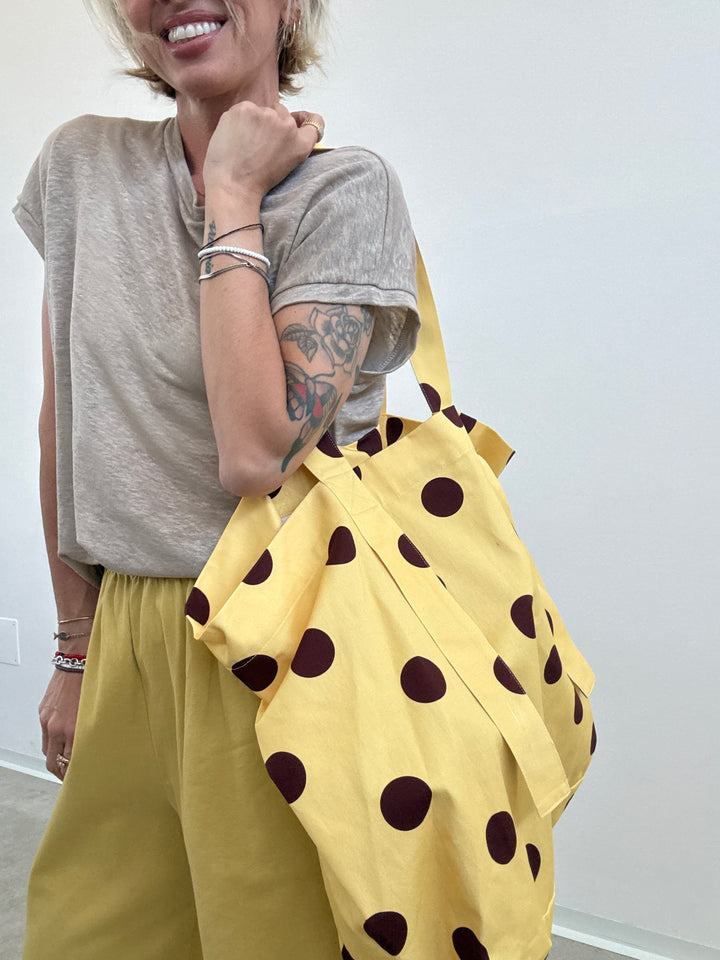 BORSA CANVAS POIS GIALLA CAFFè
