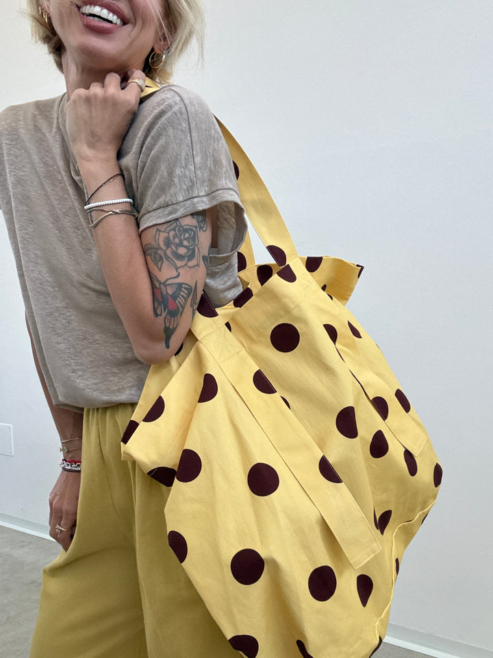 BORSA CANVAS POIS GIALLA CAFFè