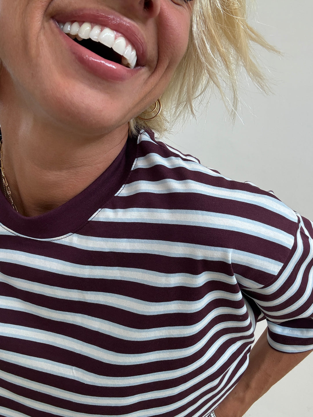 TSHIRT REA RIGA VINO/CELESTE/BIANCO