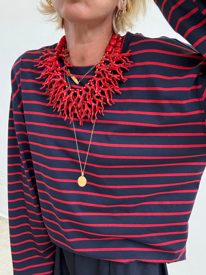 TSHIRT GILDA RIGA BLU NOTTE/ROSSO