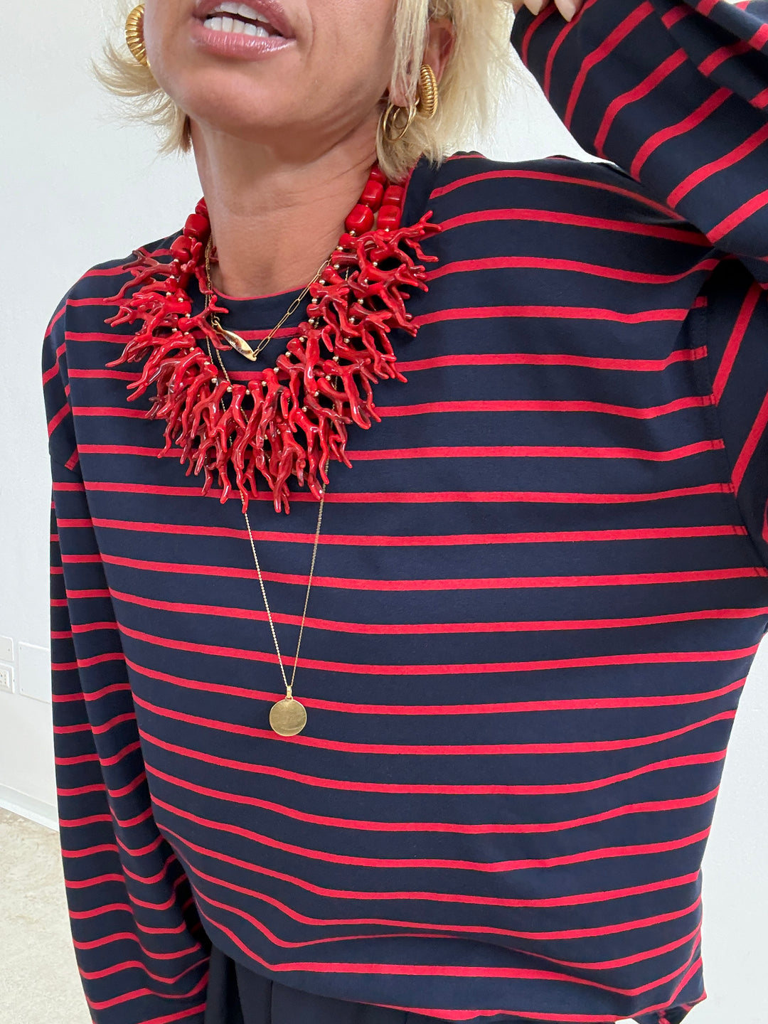 TSHIRT GILDA RIGA BLU NOTTE/ROSSO