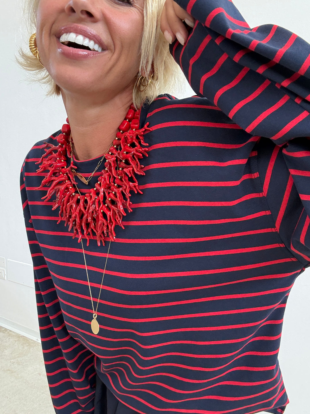 TSHIRT GILDA RIGA BLU NOTTE/ROSSO