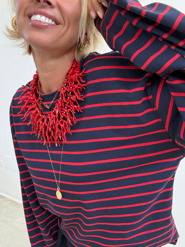 TSHIRT GILDA RIGA BLU NOTTE/ROSSO