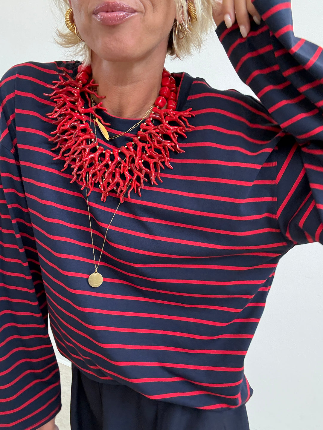 TSHIRT GILDA RIGA BLU NOTTE/ROSSO