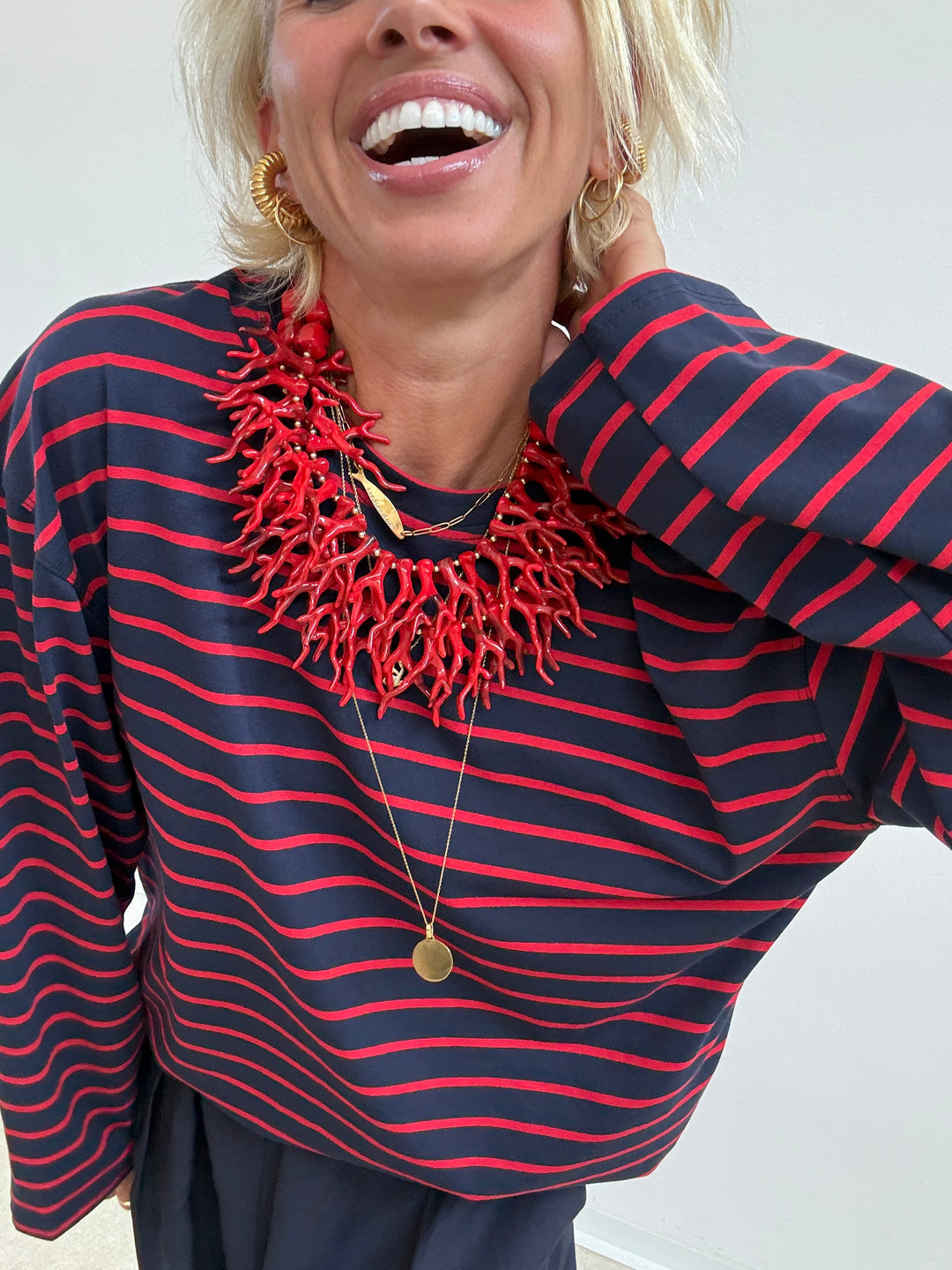TSHIRT GILDA RIGA BLU NOTTE/ROSSO