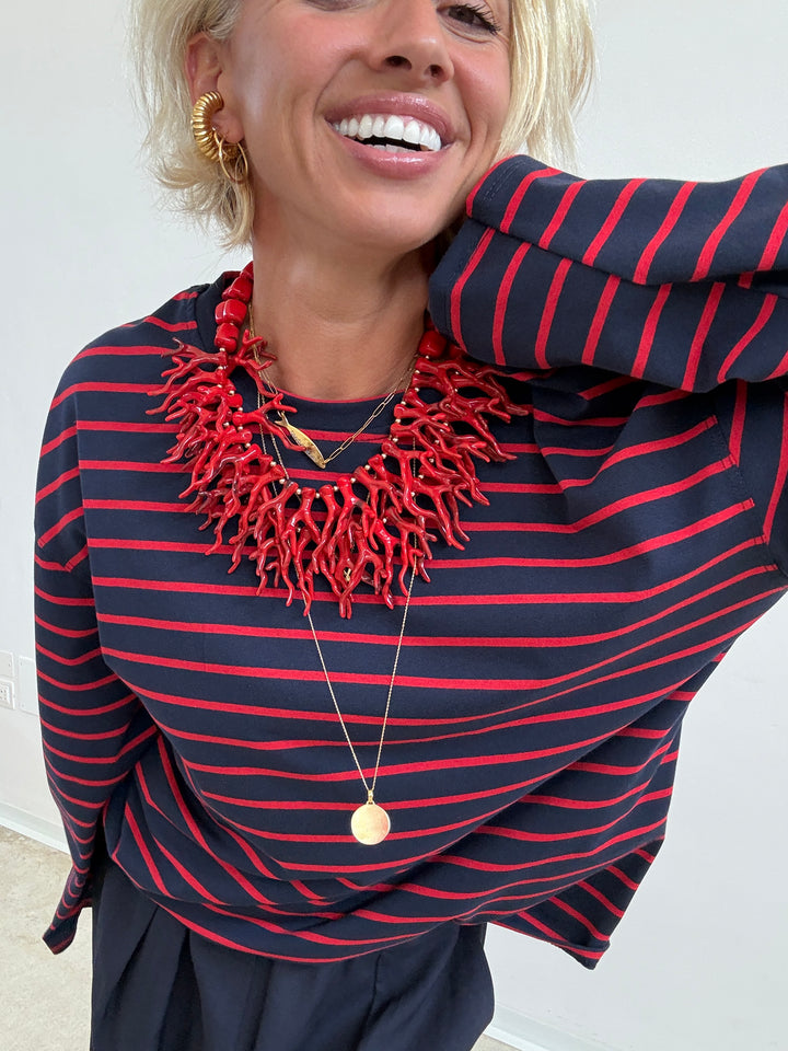 TSHIRT GILDA RIGA BLU NOTTE/ROSSO