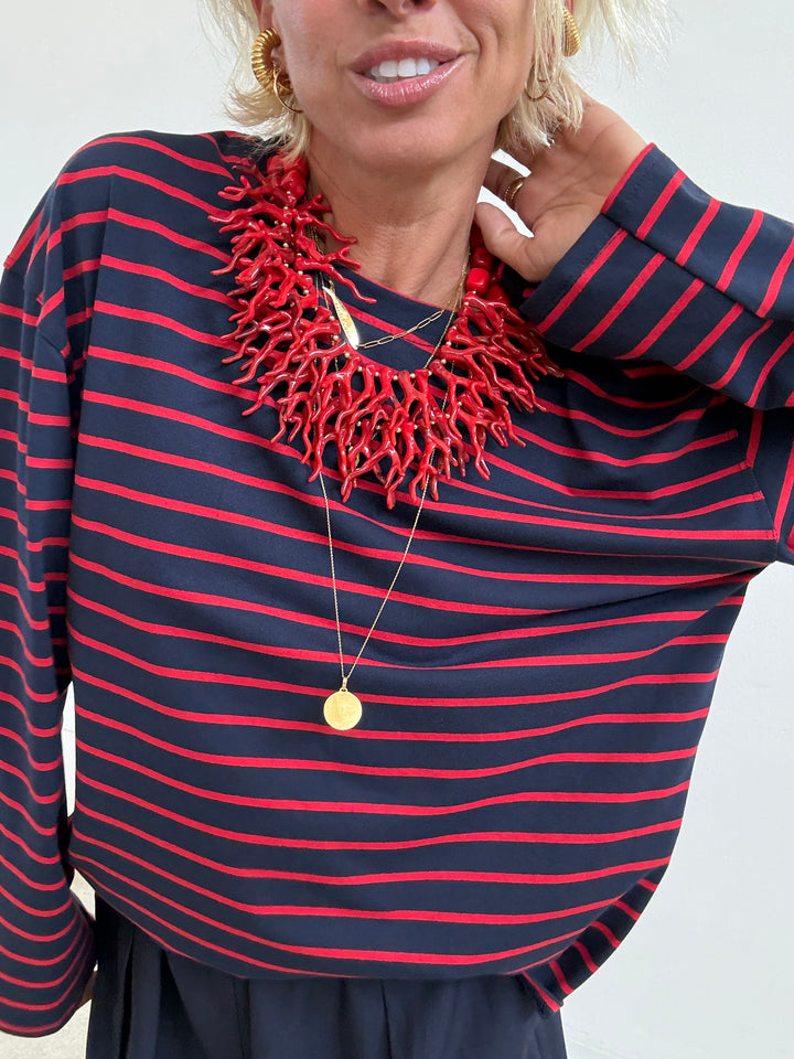 TSHIRT GILDA RIGA BLU NOTTE/ROSSO