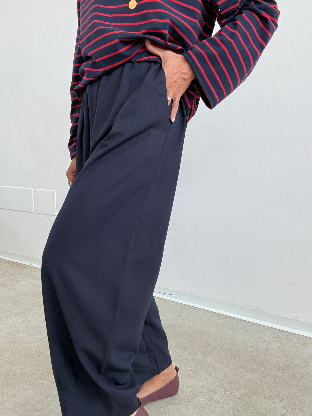 PANTA ALICE LINO VISCOSA BLU NOTTE