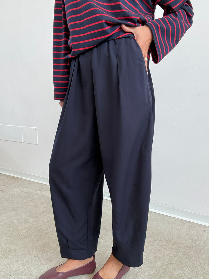 PANTA ALICE LINO VISCOSA BLU NOTTE