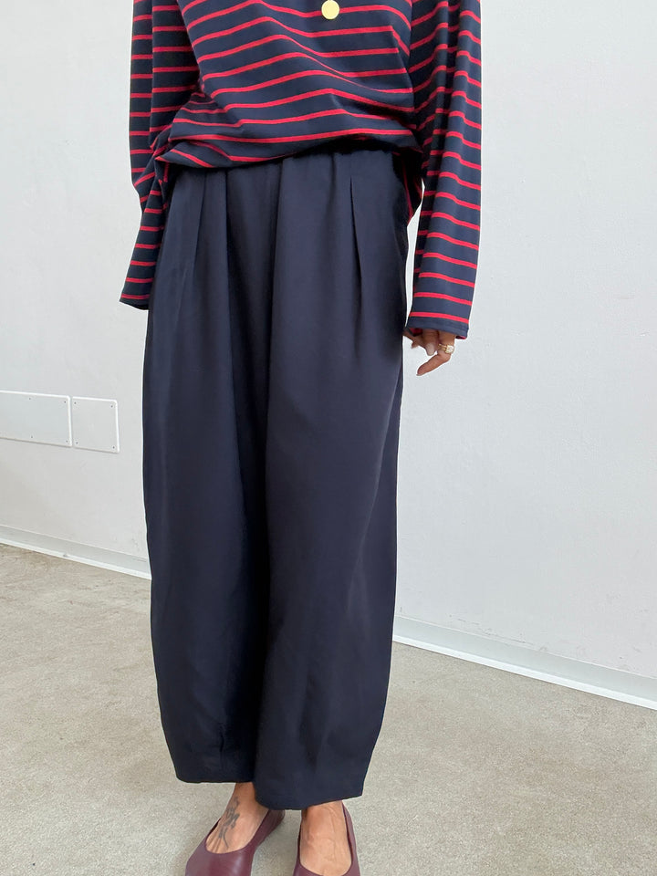 PANTA ALICE LINO VISCOSA BLU NOTTE