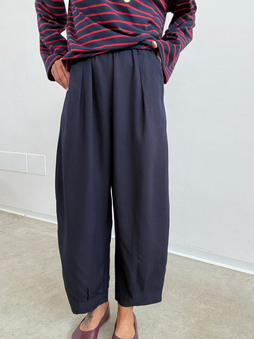 PANTA ALICE LINO VISCOSA BLU NOTTE