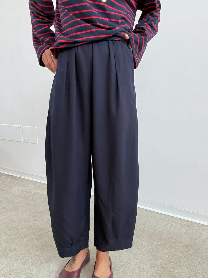PANTA ALICE LINO VISCOSA BLU NOTTE
