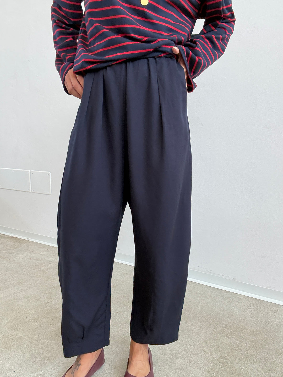 PANTA ALICE LINO VISCOSA BLU NOTTE