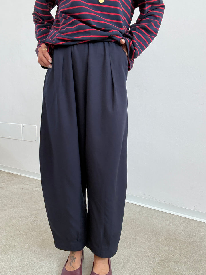 PANTA ALICE LINO VISCOSA BLU NOTTE