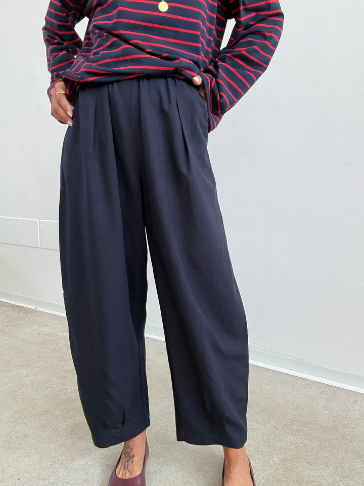 PANTA ALICE LINO VISCOSA BLU NOTTE