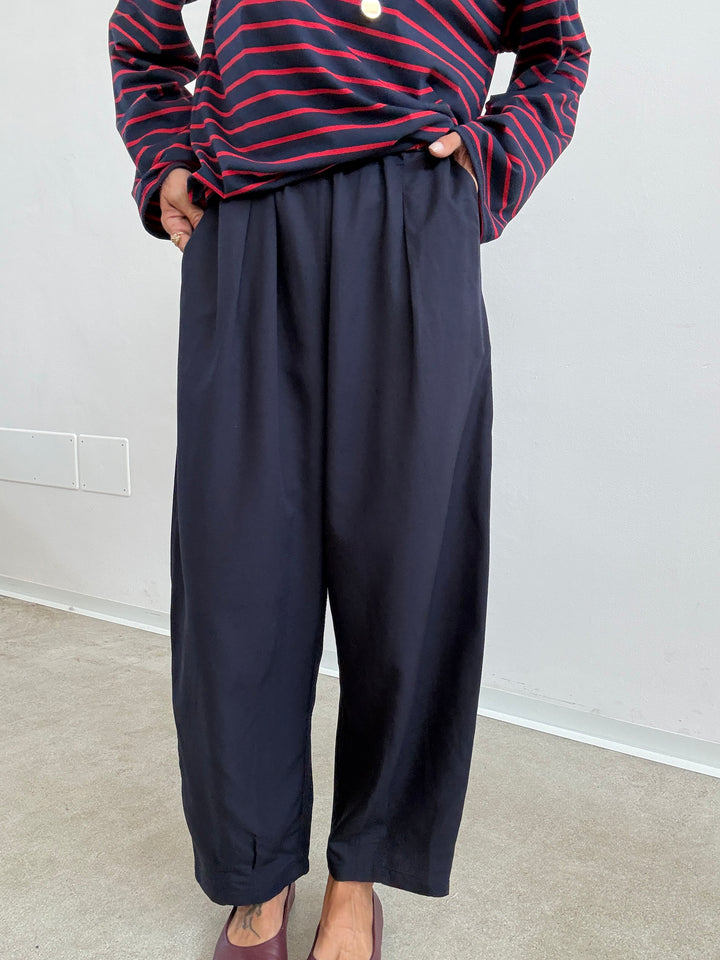 PANTA ALICE LINO VISCOSA BLU NOTTE
