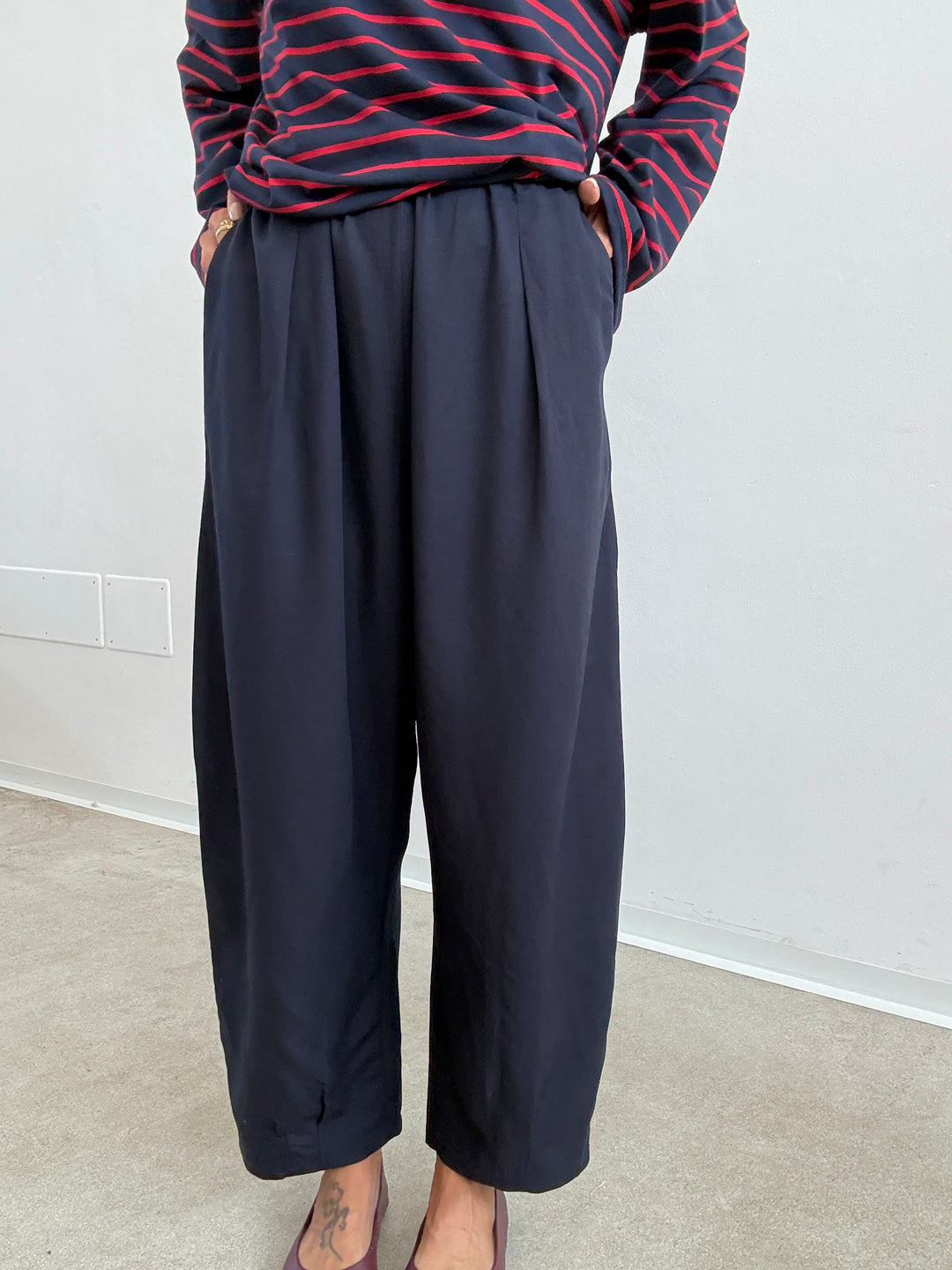 PANTA ALICE LINO VISCOSA BLU NOTTE