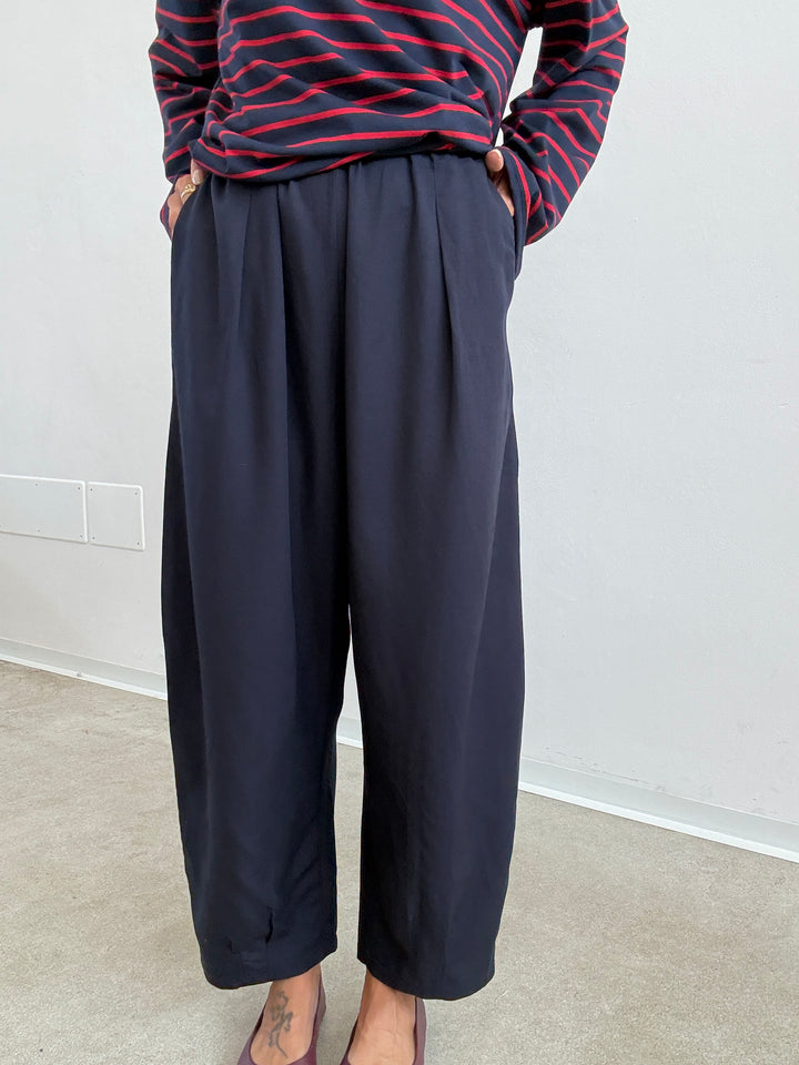 PANTA ALICE LINO VISCOSA BLU NOTTE