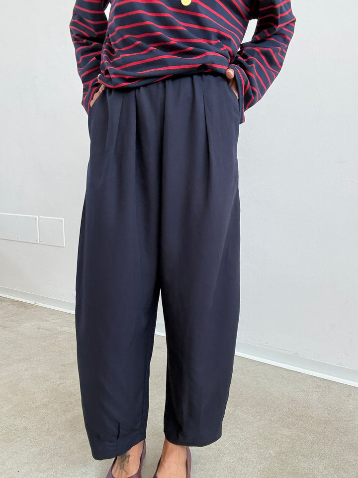 PANTA ALICE LINO VISCOSA BLU NOTTE