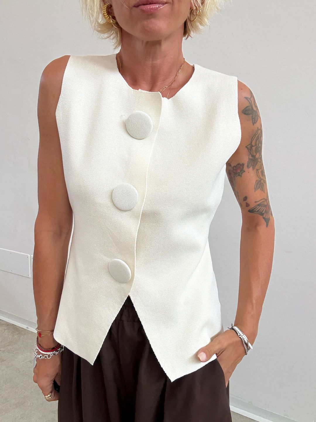 GILET MAXI BOTTONI LATTE