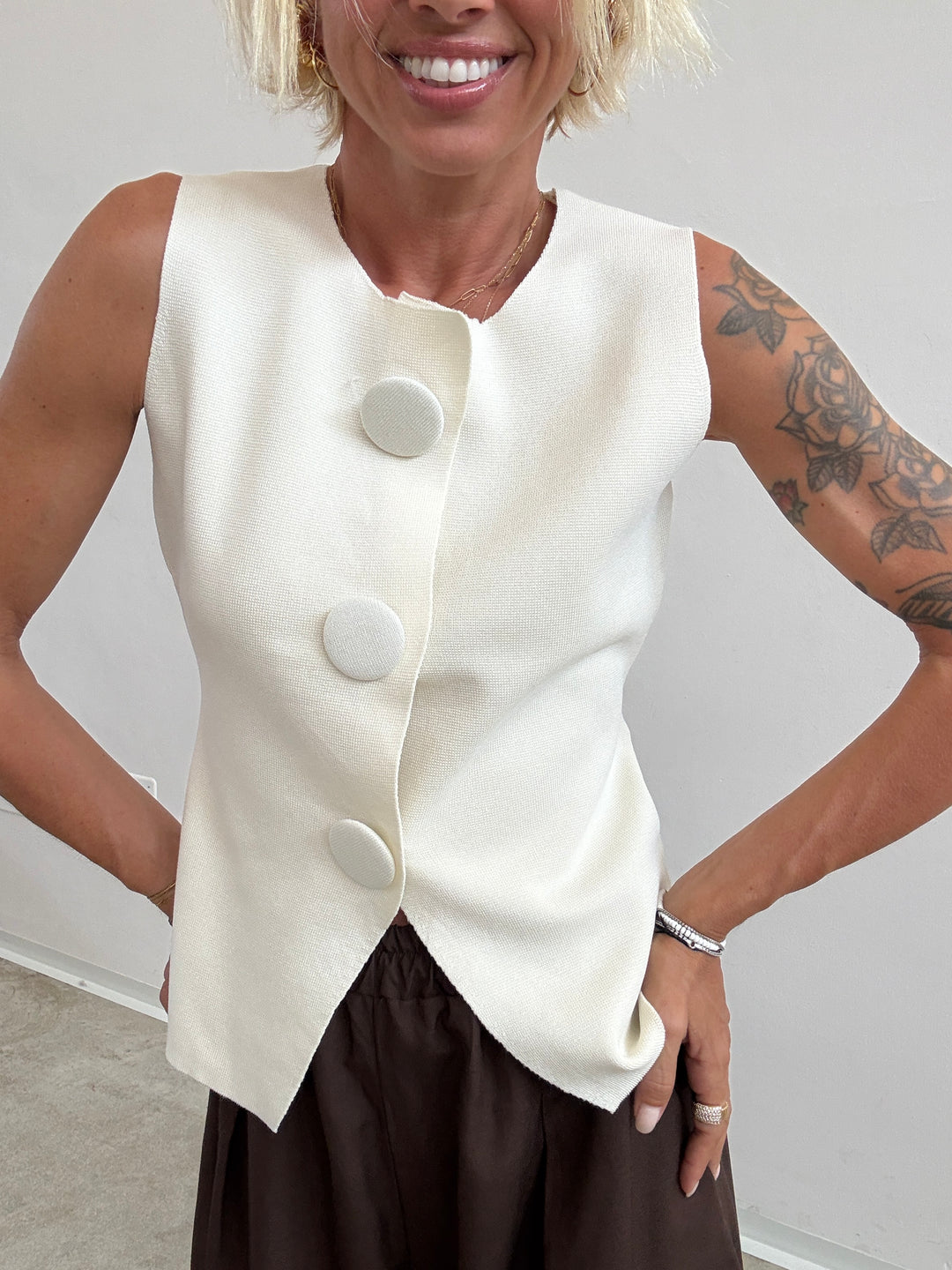 GILET MAXI BOTTONI LATTE