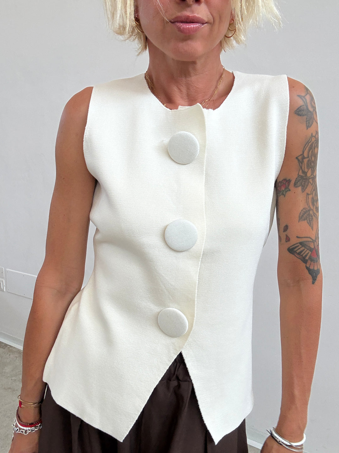 GILET MAXI BOTTONI LATTE