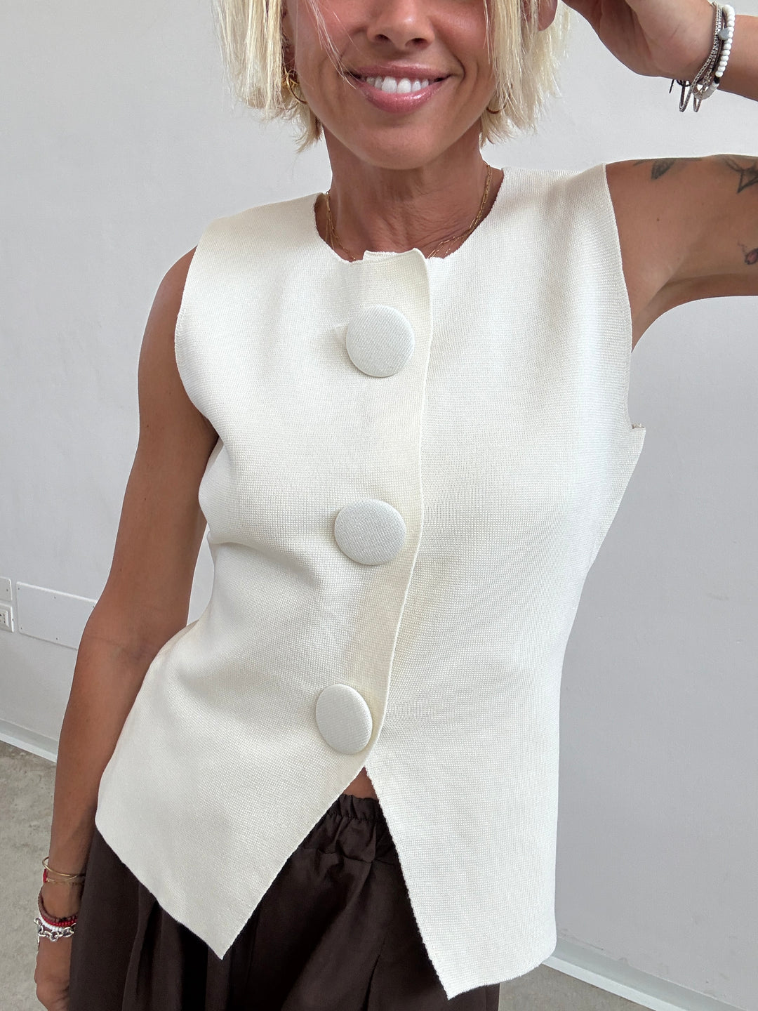 GILET MAXI BOTTONI LATTE