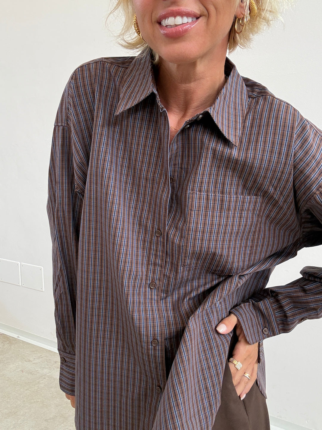CAMICIA JAMIE CHECK MARRONE/CIELO