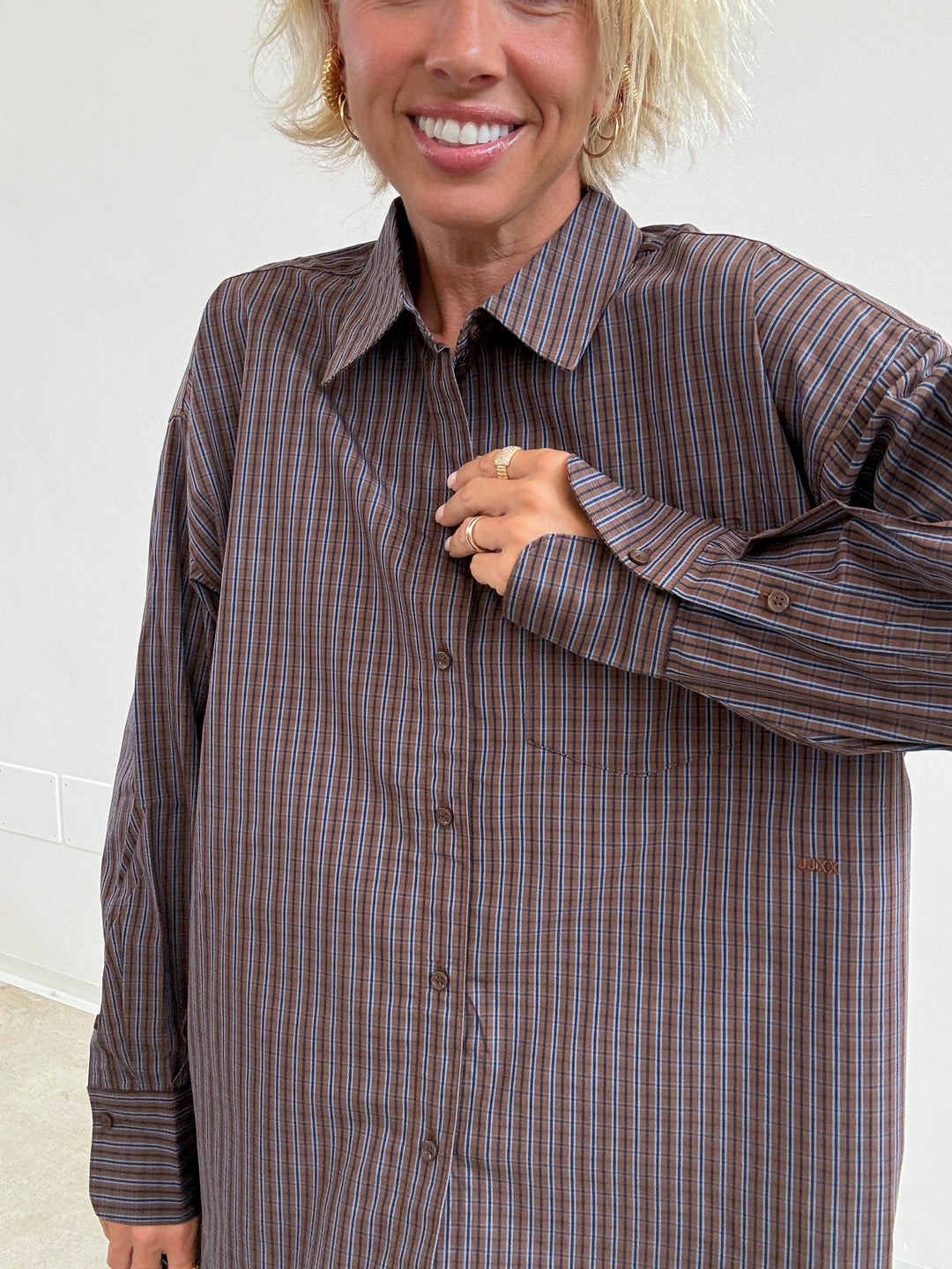 CAMICIA JAMIE CHECK MARRONE/CIELO