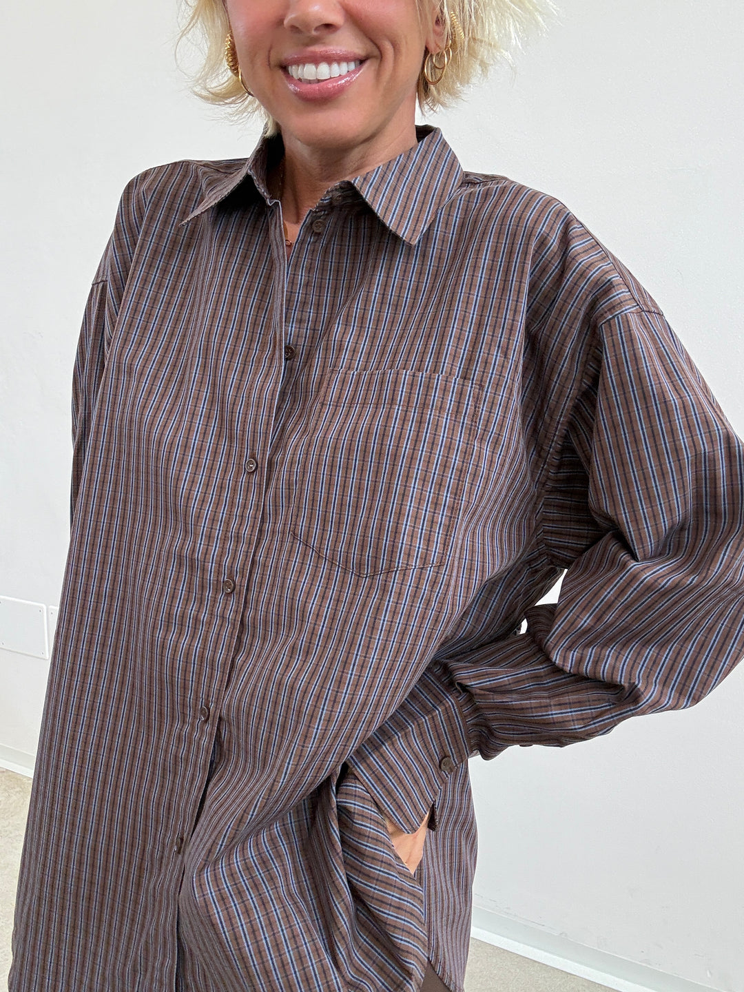 CAMICIA JAMIE CHECK MARRONE/CIELO