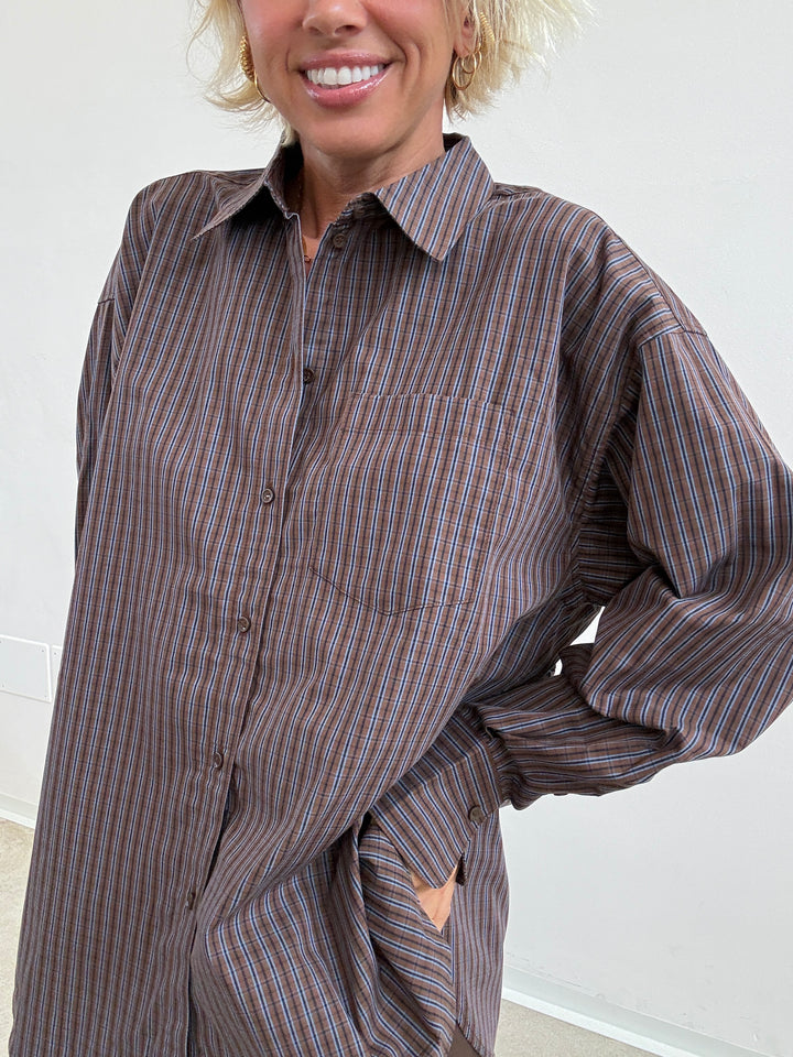 CAMICIA JAMIE CHECK MARRONE/CIELO