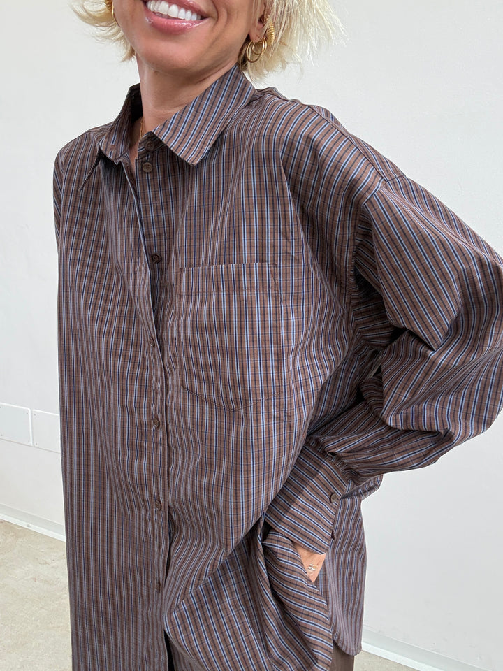 CAMICIA JAMIE CHECK MARRONE/CIELO