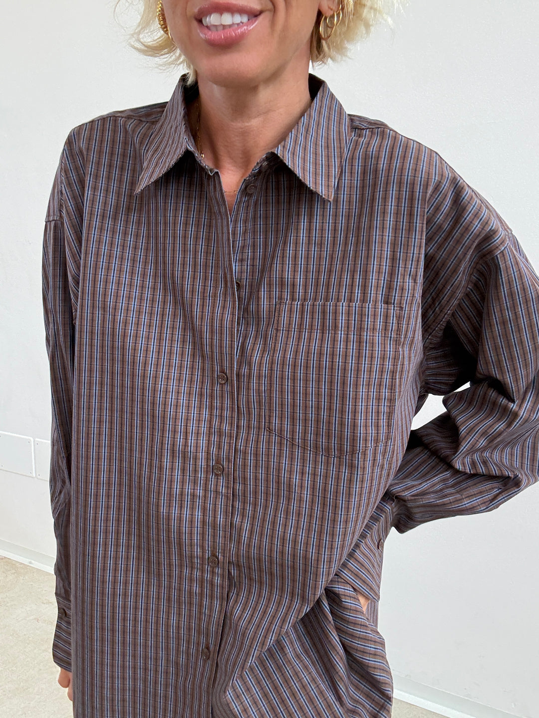 CAMICIA JAMIE CHECK MARRONE/CIELO
