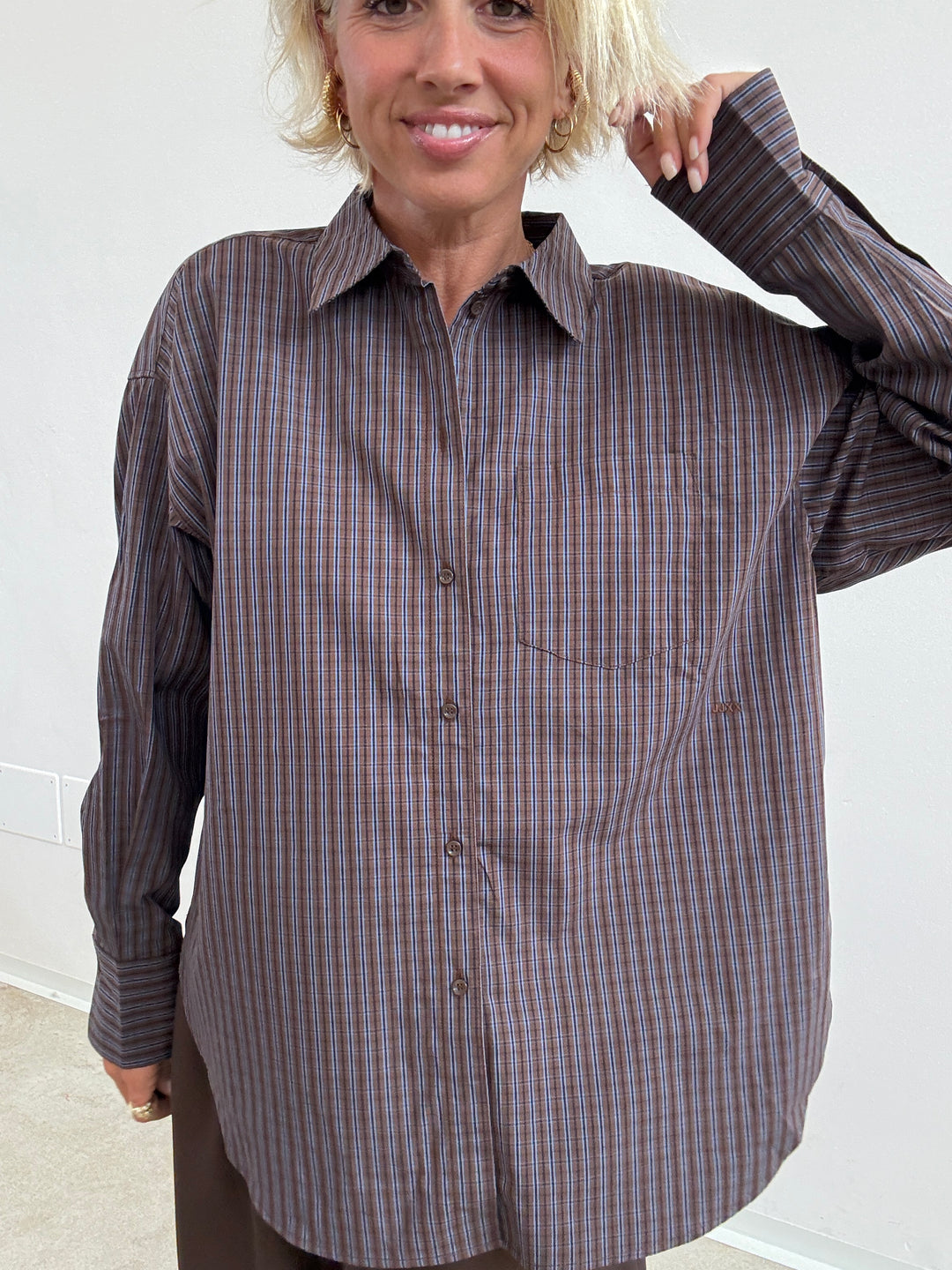 CAMICIA JAMIE CHECK MARRONE/CIELO