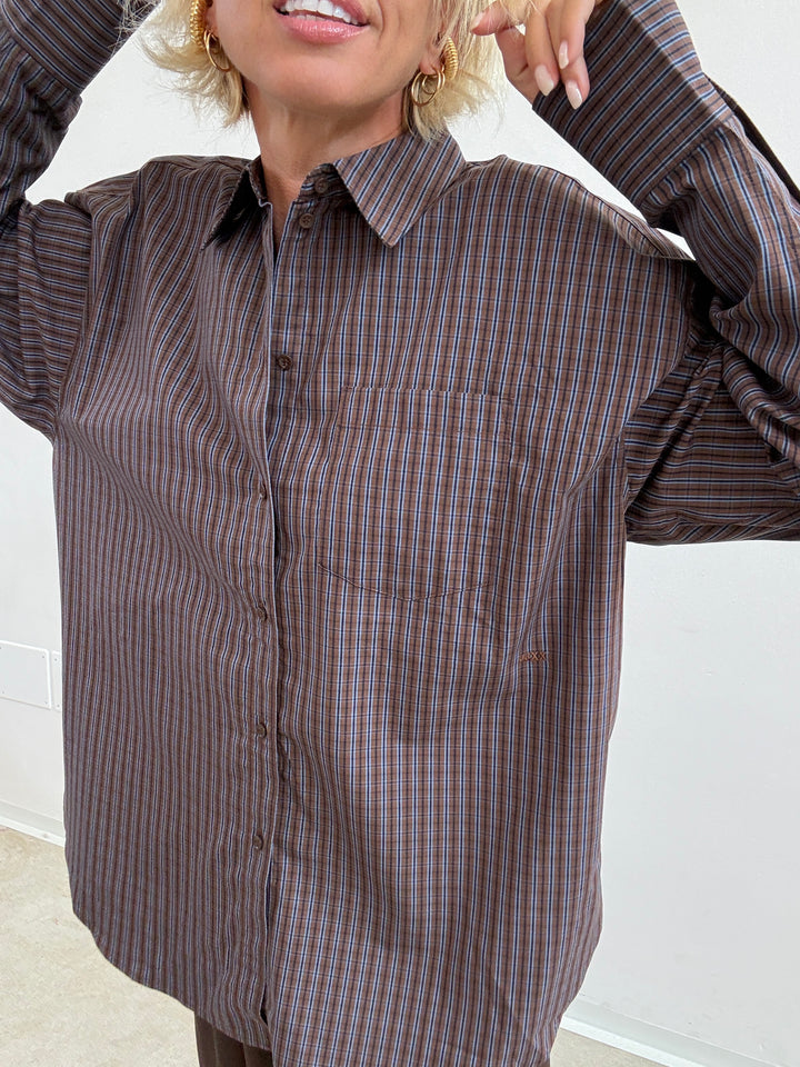 CAMICIA JAMIE CHECK MARRONE/CIELO