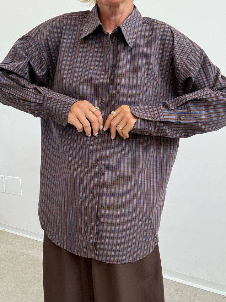 CAMICIA JAMIE CHECK MARRONE/CIELO