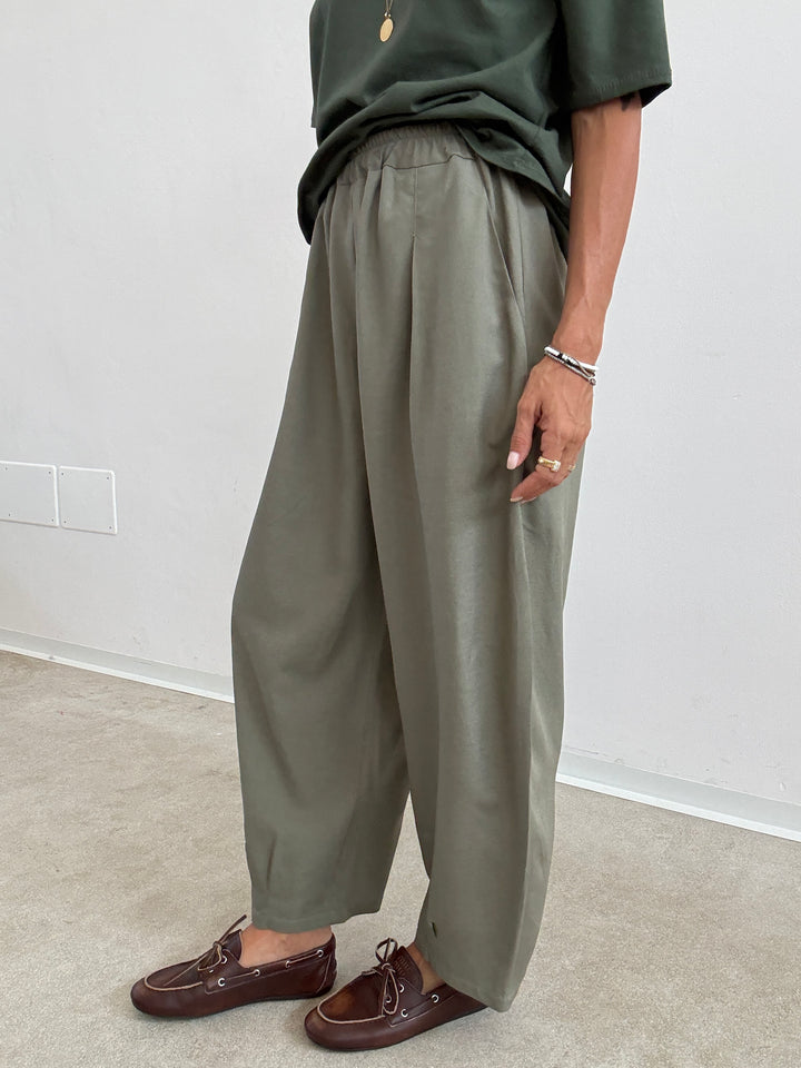 PANTA ALICE LINO VISCOSA SAGE GREEN