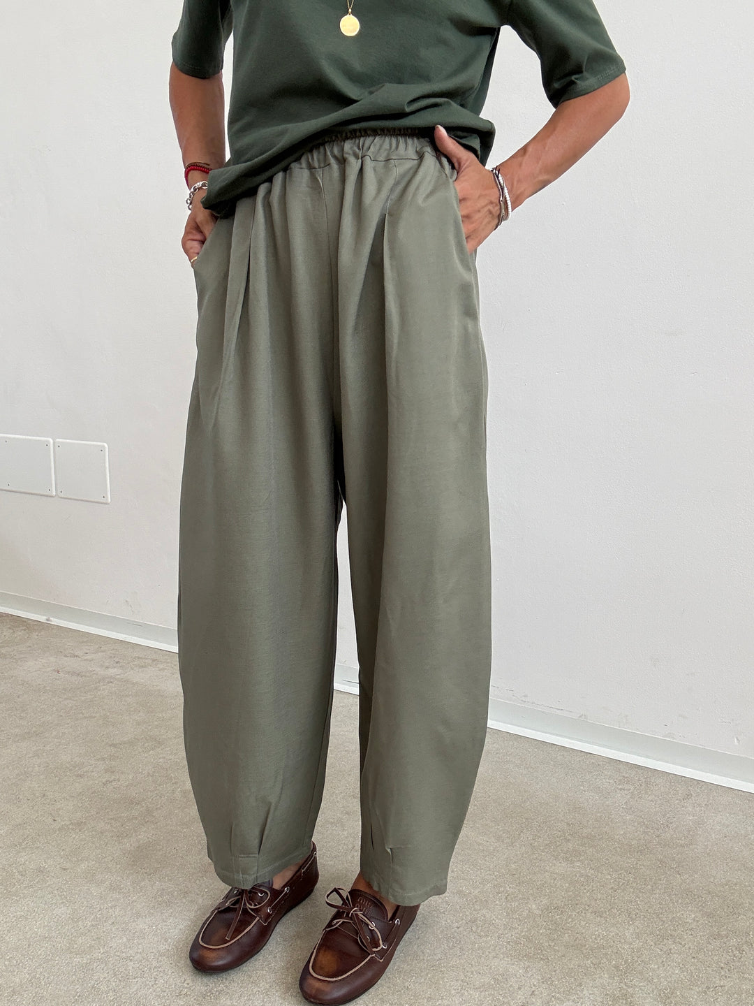 PANTA ALICE LINO VISCOSA SAGE GREEN