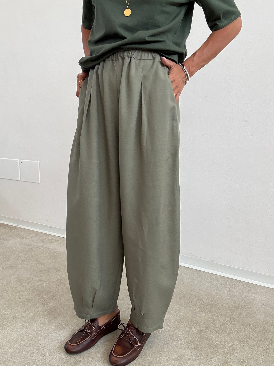 PANTA ALICE LINO VISCOSA SAGE GREEN