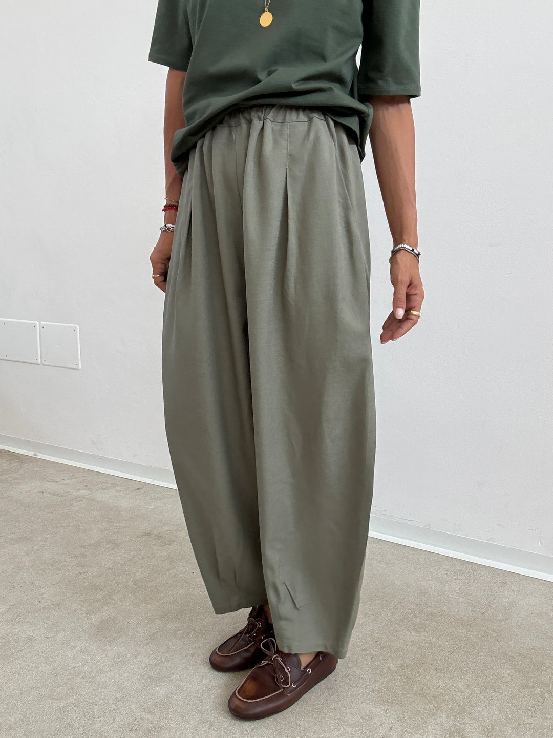 PANTA ALICE LINO VISCOSA SAGE GREEN
