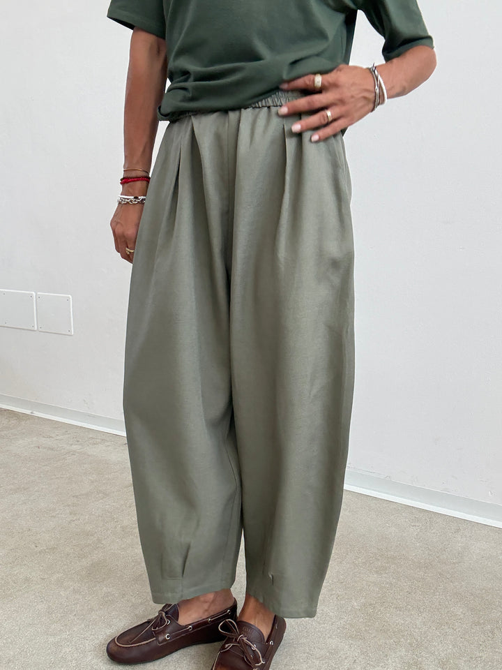 PANTA ALICE LINO VISCOSA SAGE GREEN