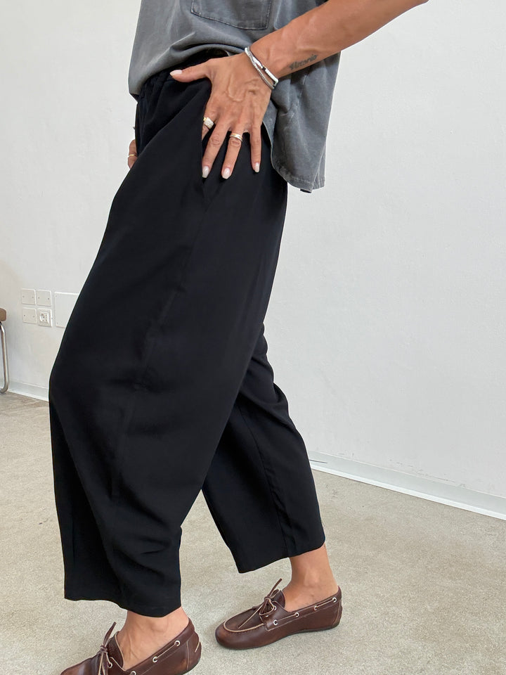 PANTA ALICE LINO VISCOSA NERO