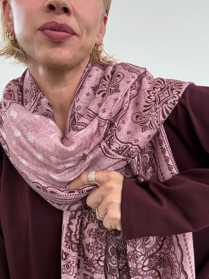 SCIARPA VISCOSA PAISLEY ROSA ANTICO