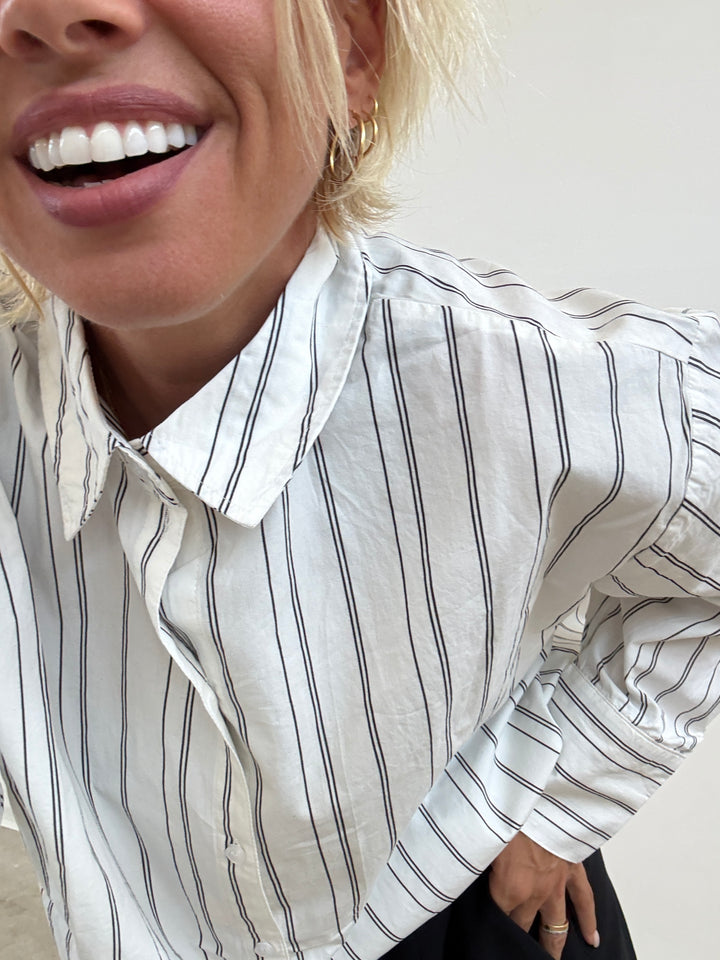 CAMICIA CLARE RIGA BIANCO/NERO