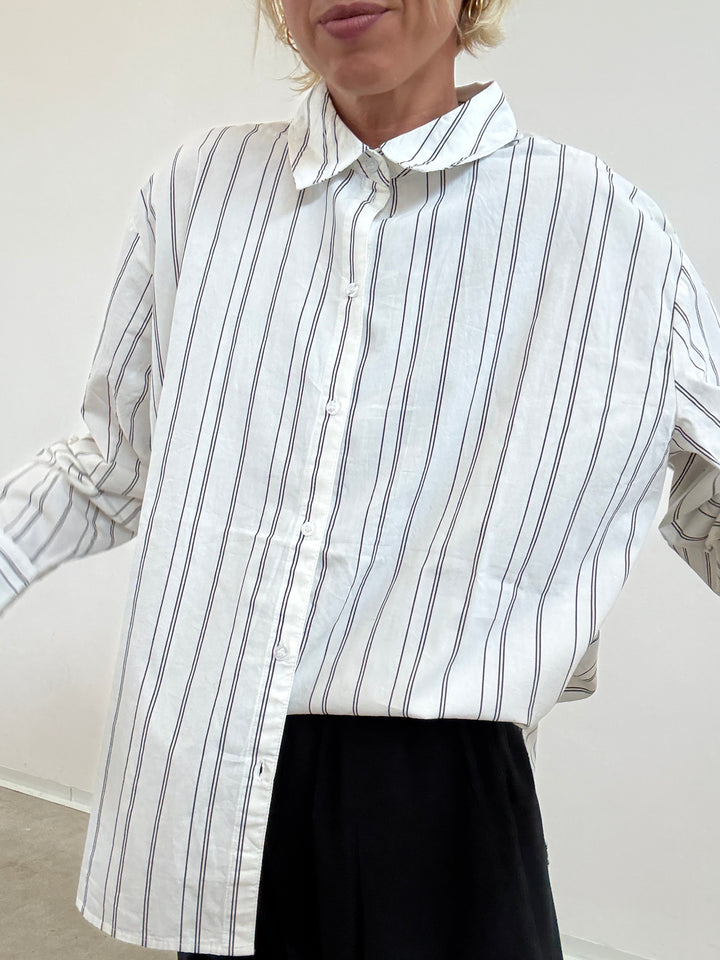 CAMICIA CLARE RIGA BIANCO/NERO